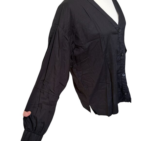 Everlane The Silky Cotton Lantern Top in Black Size 10 - Picture 4 of 8